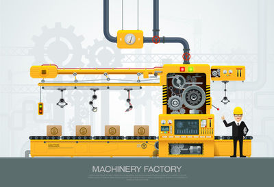创意矢量机械制造厂的工程设备插图